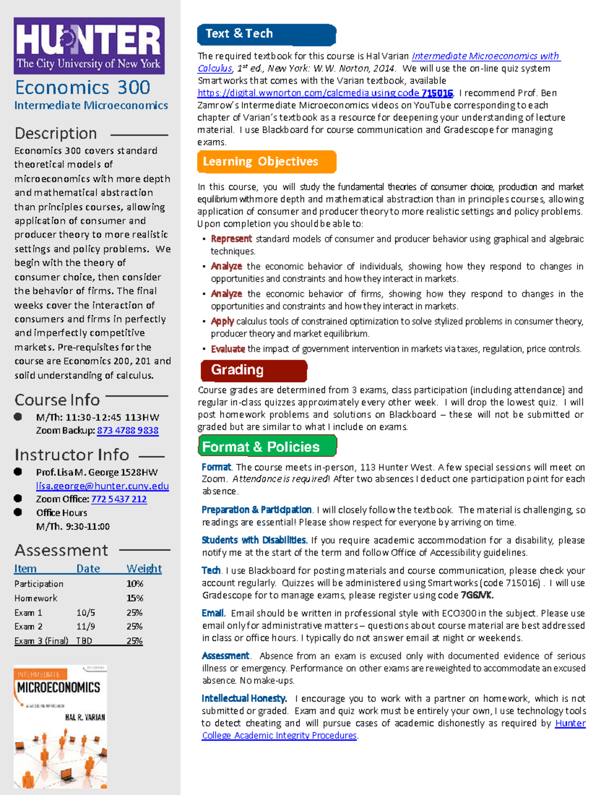 Syllabus ECO300 2023F - Economics 300 Intermediate Microeconomics ...