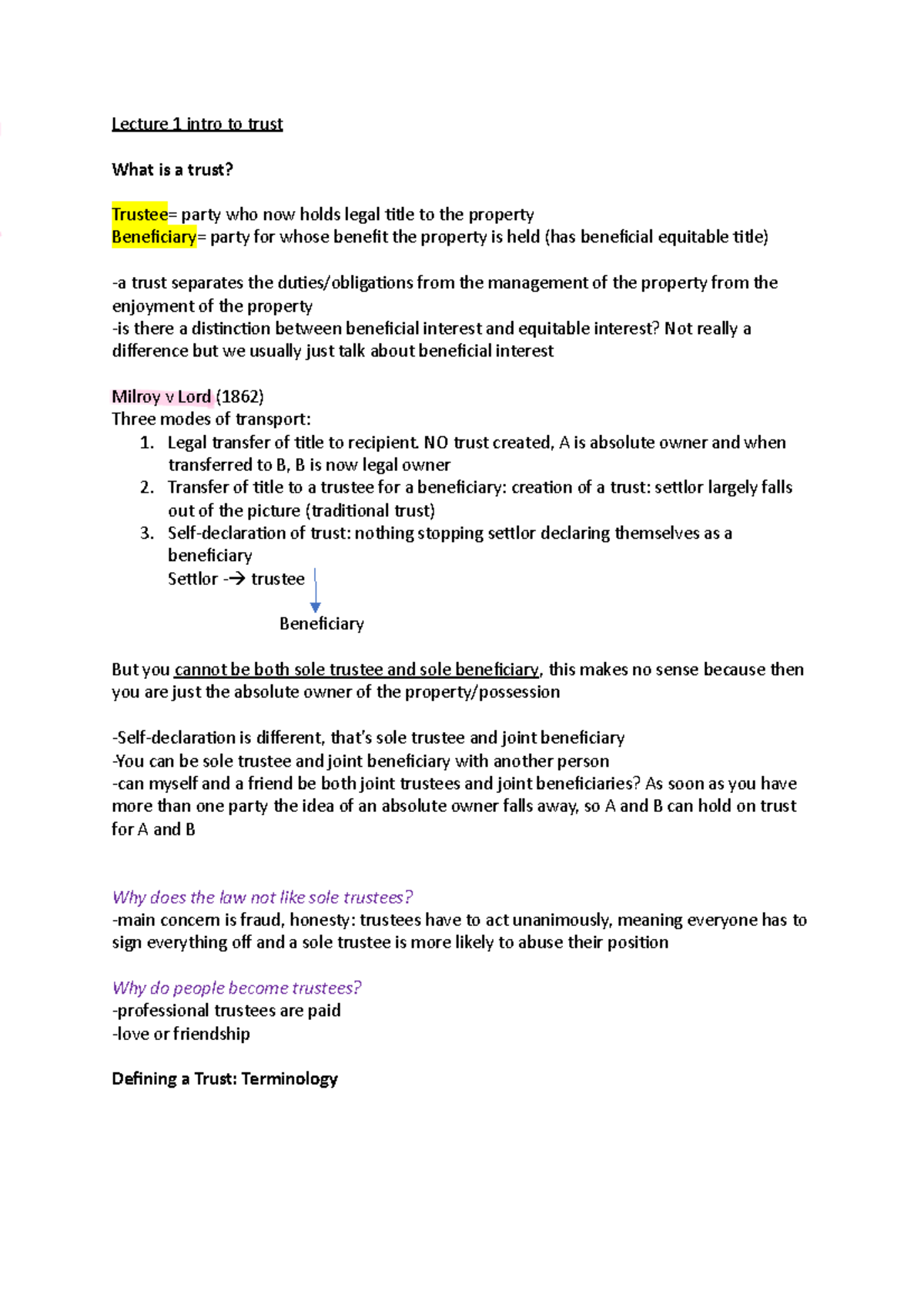 Lecture 1 intro to trust - Lecture 1 intro to trust What is a trust ...