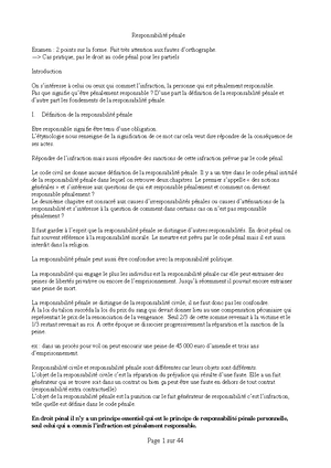 Fiche - Articles - Responsabilité Pénale - Responsabilité Pénale Fiche ...