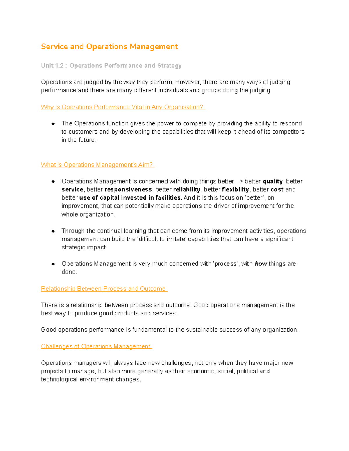 Unit 1 - Service and operations management - Service and Operations ...