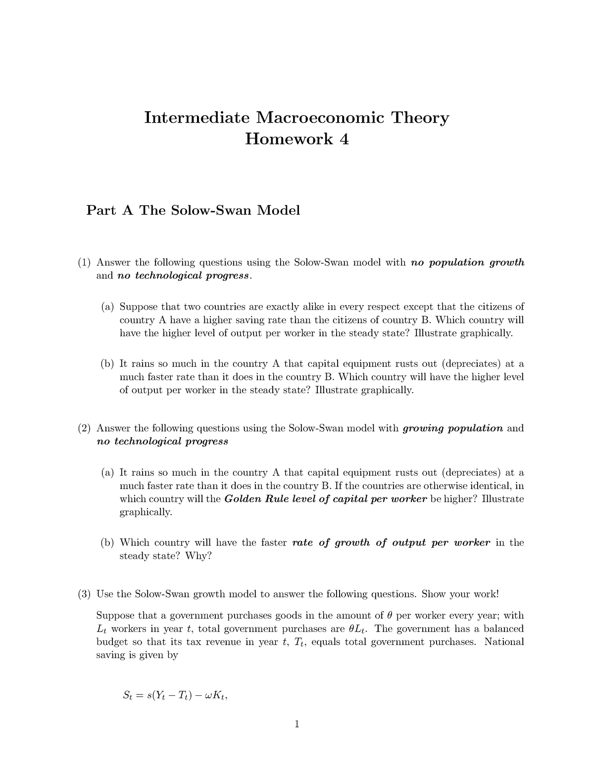 Intermediate Macroeconomics, GEC200401, Homework 04, Professor Kim, Y ...