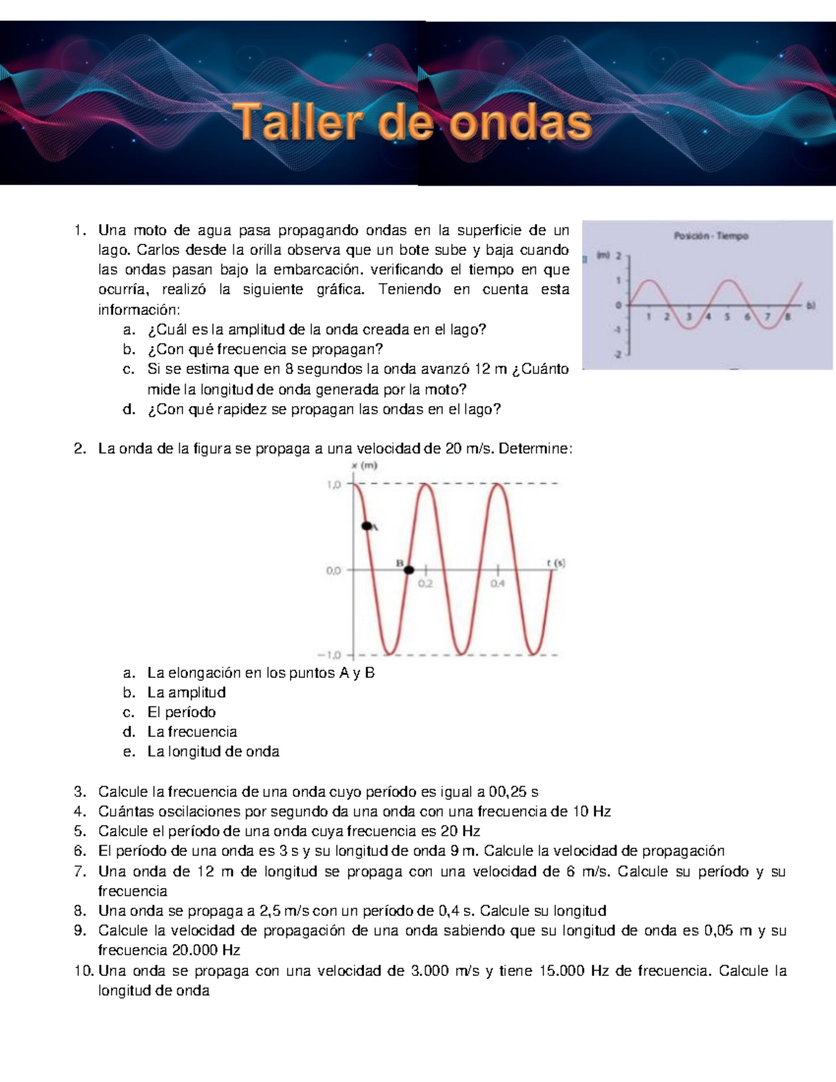 Taller De Ondas Y Tipos De Ondas 1 Resuelto - 1. Una Moto De Agua Pasa ...