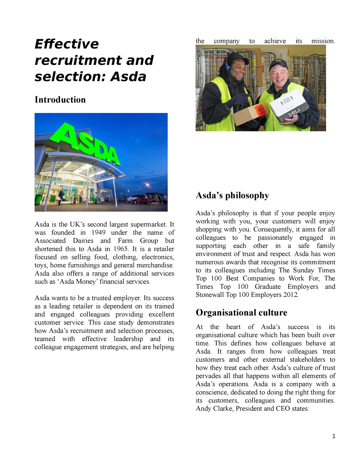 asda recruitment case study