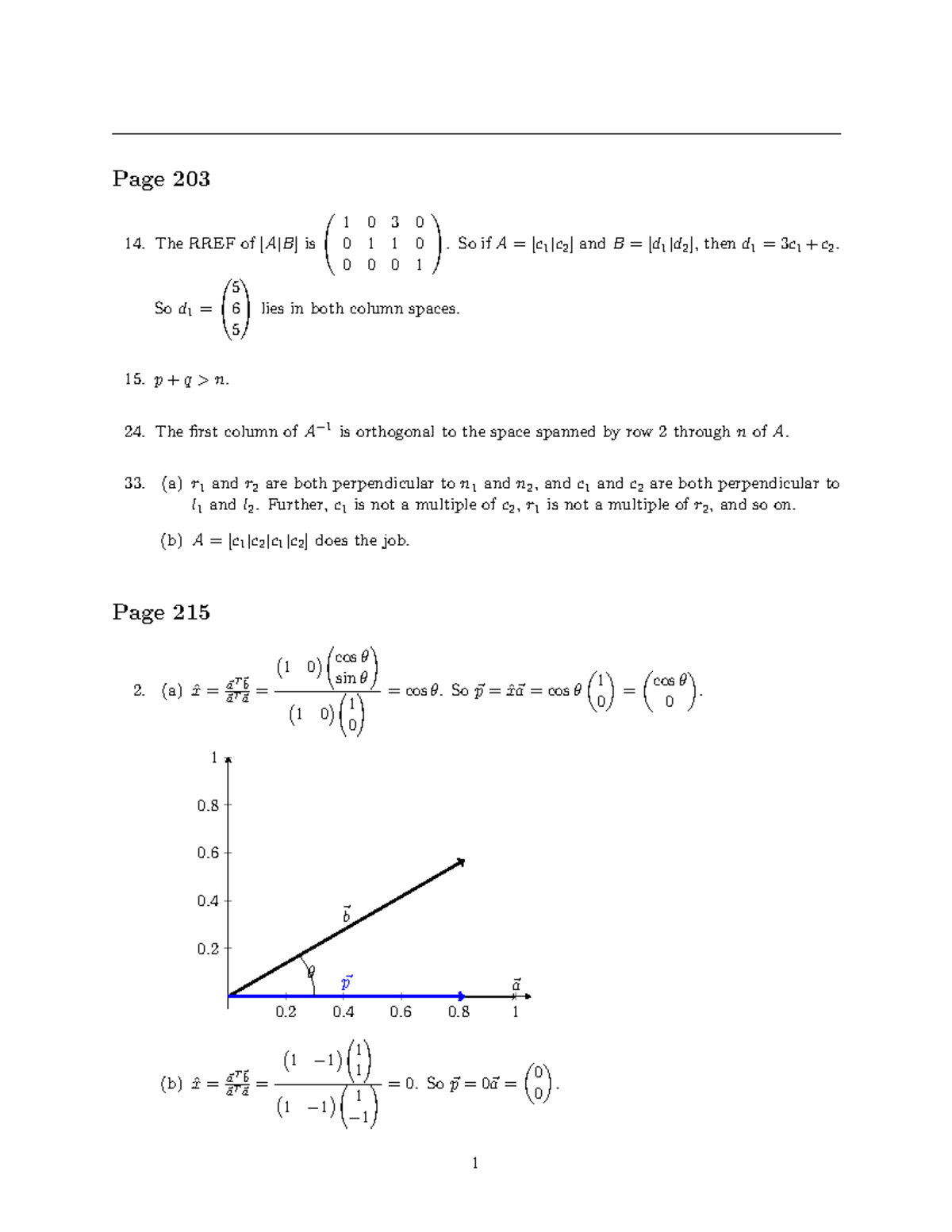 Hw7solns - Solutions To Homework 7 - Page 203 1 0 3 0 14. The RREF Of ...