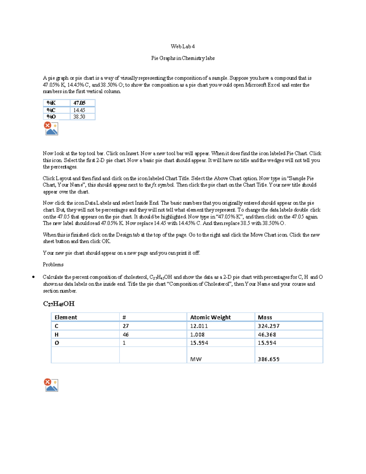 Document 5 N a Lab 4 Pie Graphs In Chemistry Labs A Pie Graph