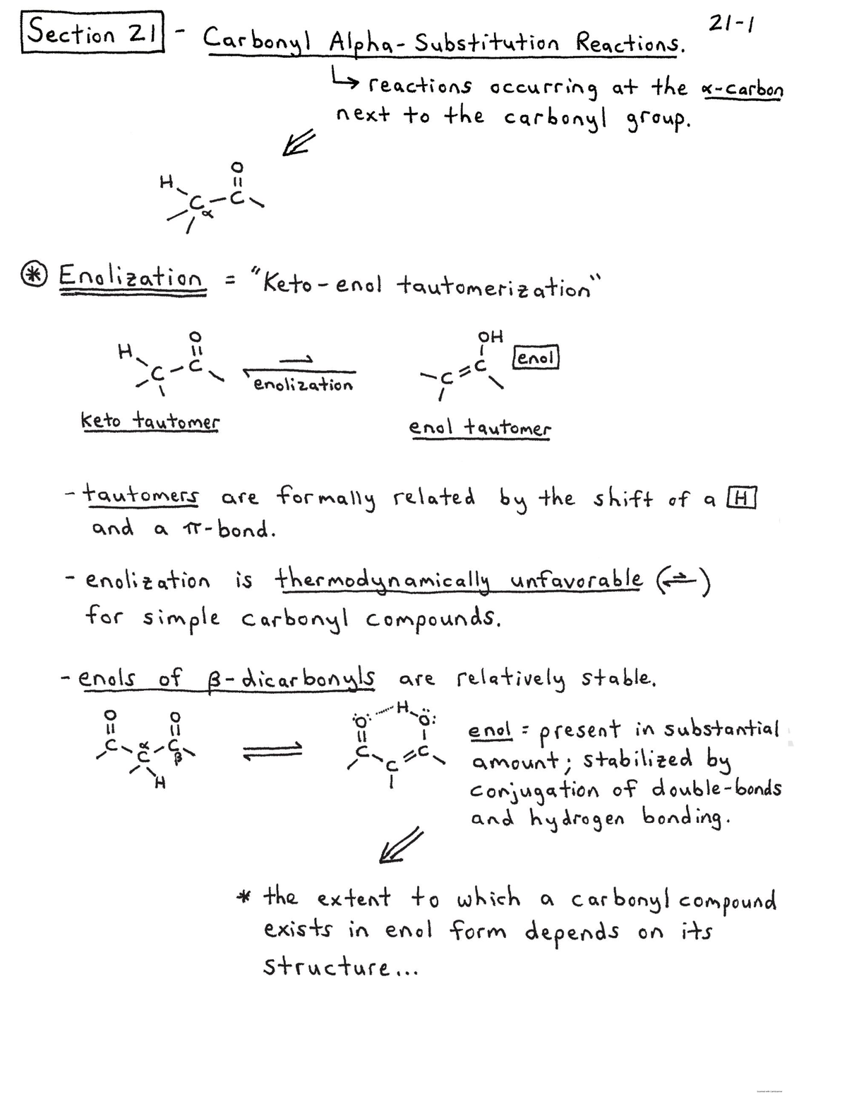 Carbonyl - Alpha Substitution Reactions - Lecture Notes - Chemistry For 