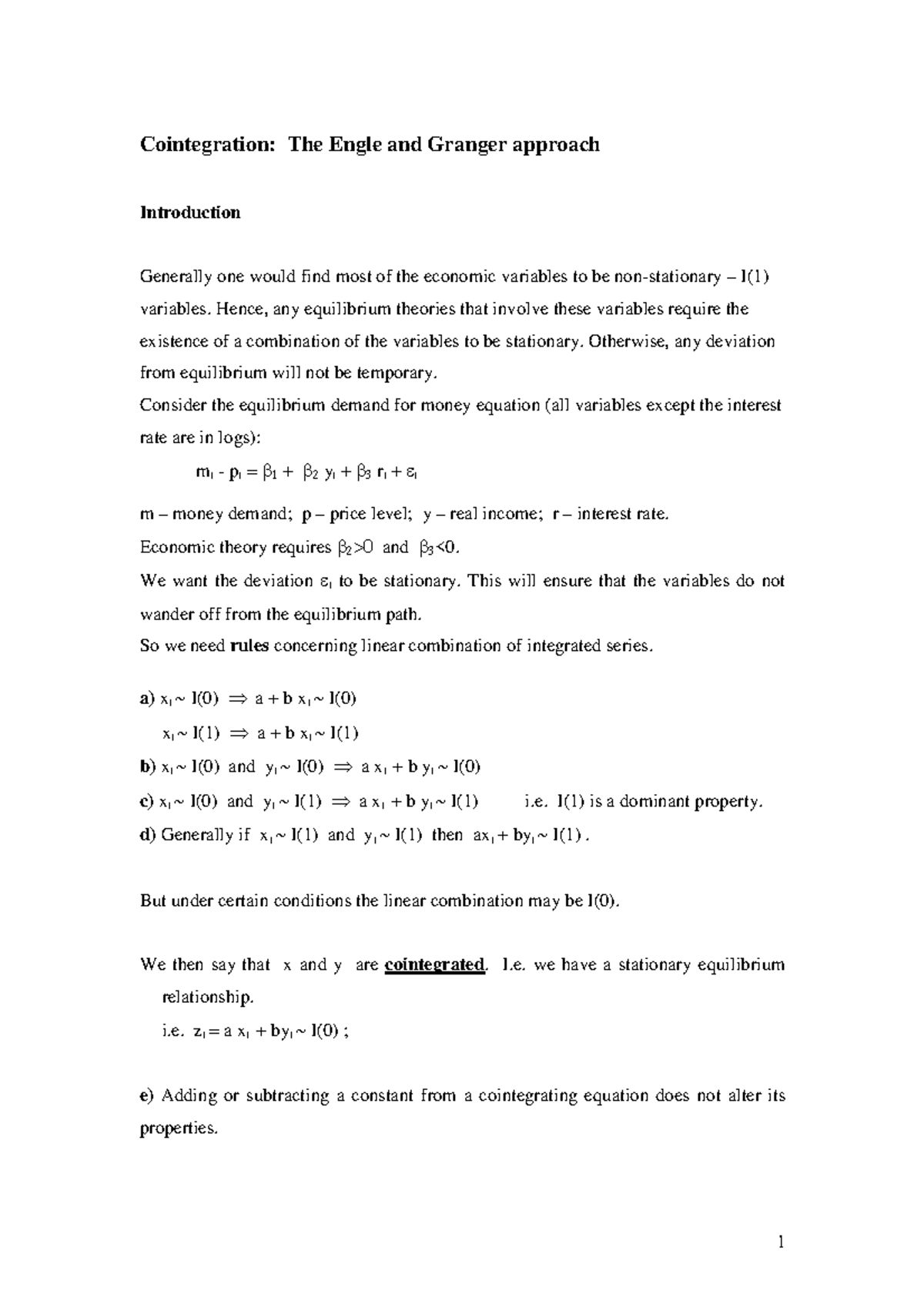 Hand2 cointeg - Cointegration: The Engle and Granger approach ...