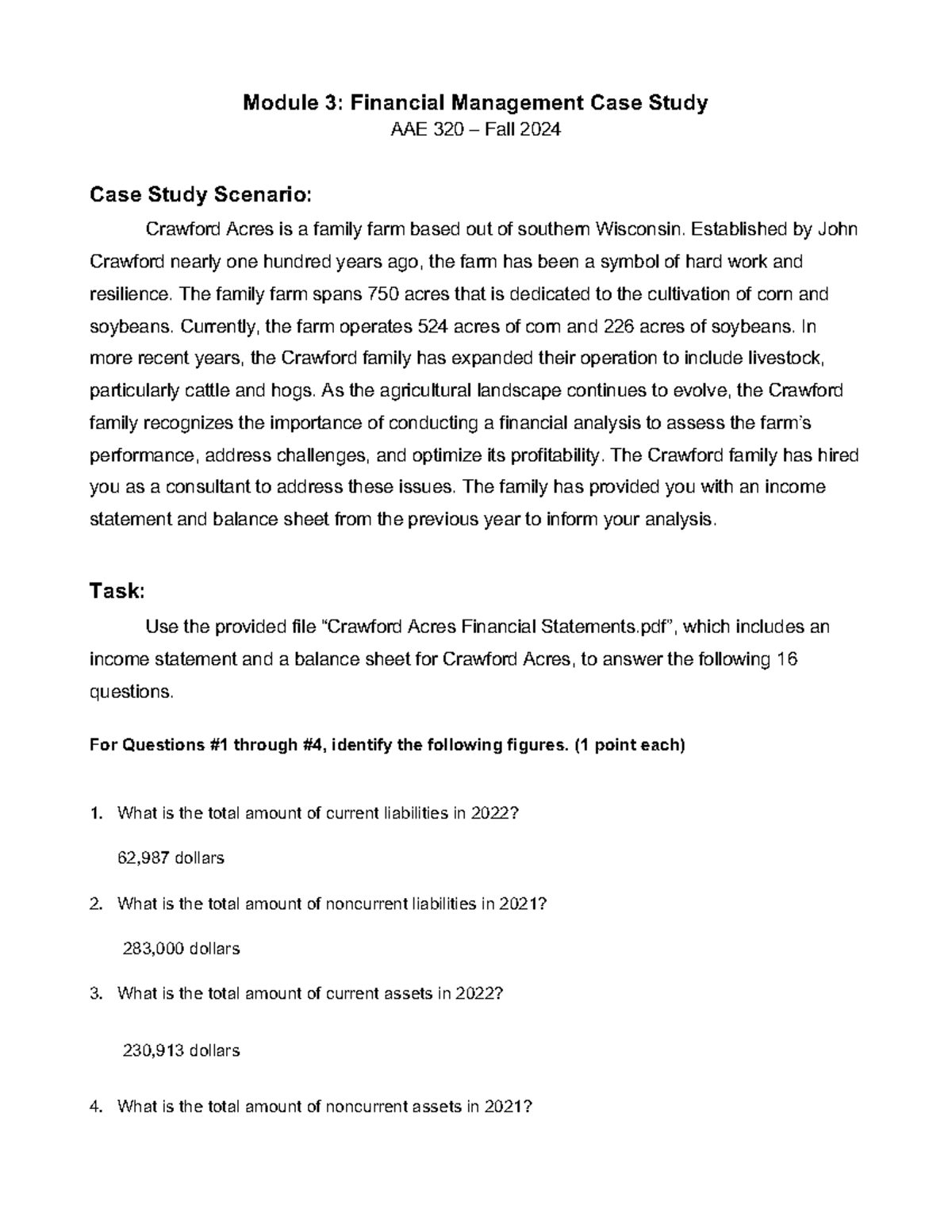 Financial Management Case Study - Established by John Crawford nearly ...