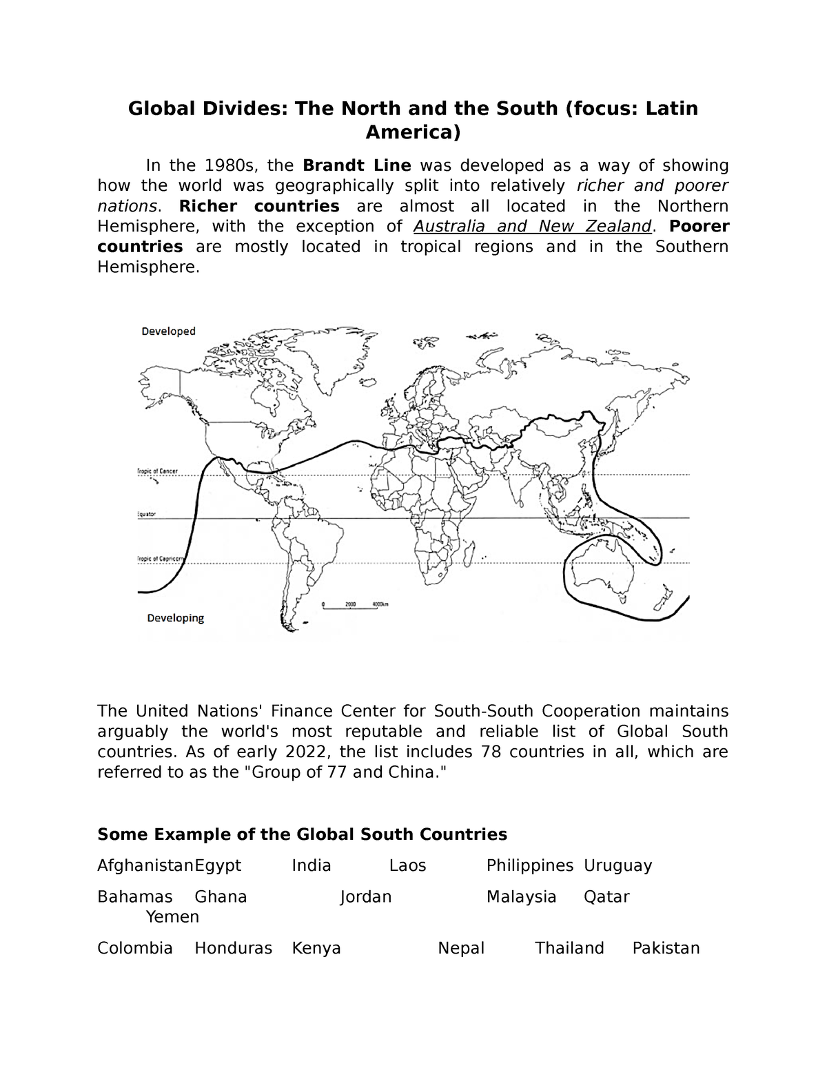 global north and south essay