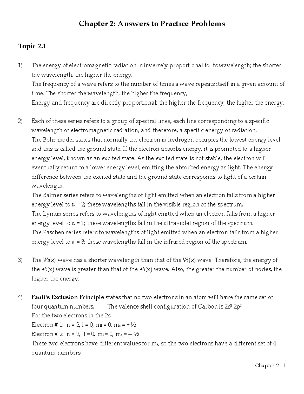 Chapter 2 answers - ch 2 - Chapter 2: Answers to Practice Problems ...