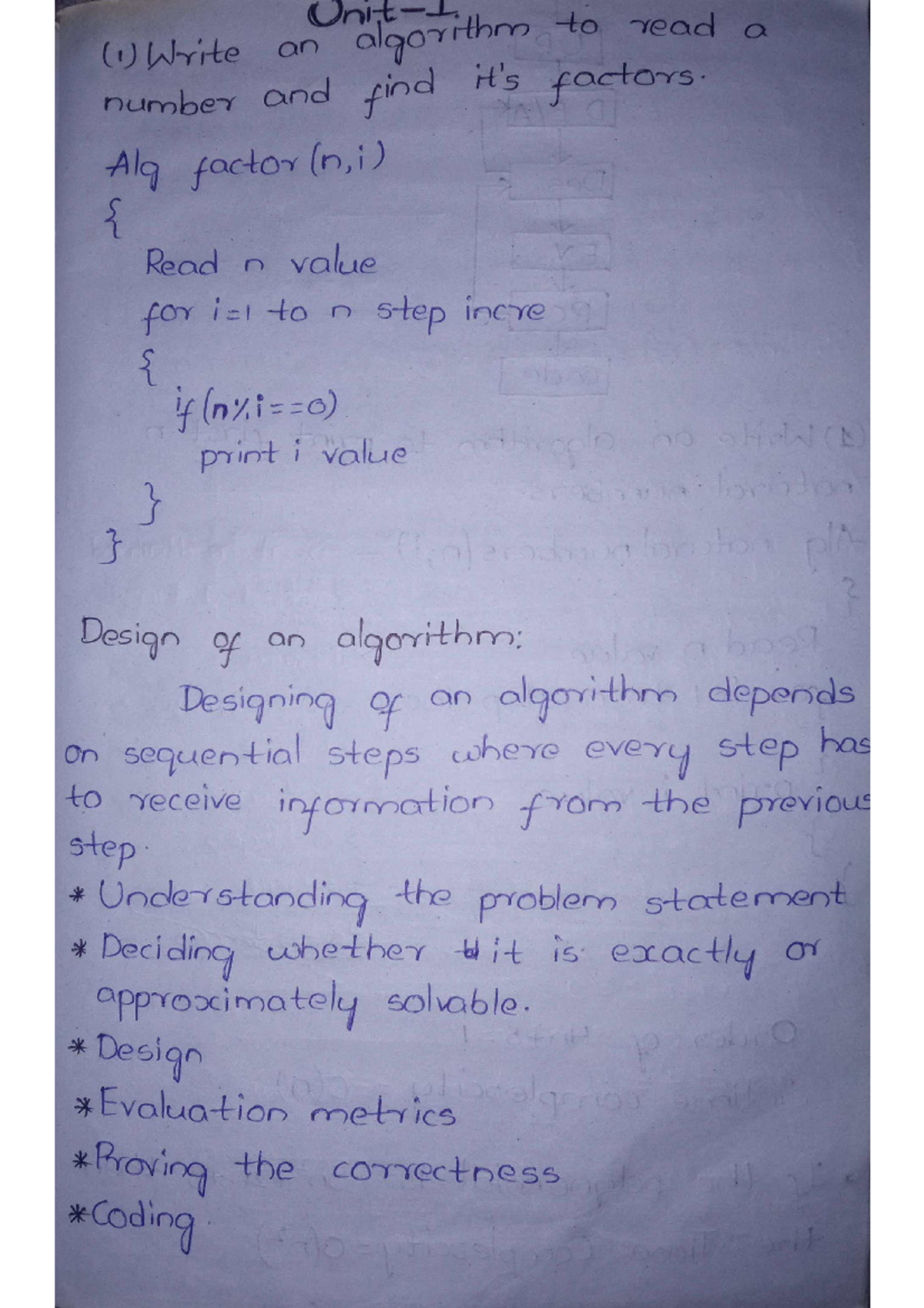 DAA Unit-1 notes - good - 1. (1) Write an algorithm to read a number ...