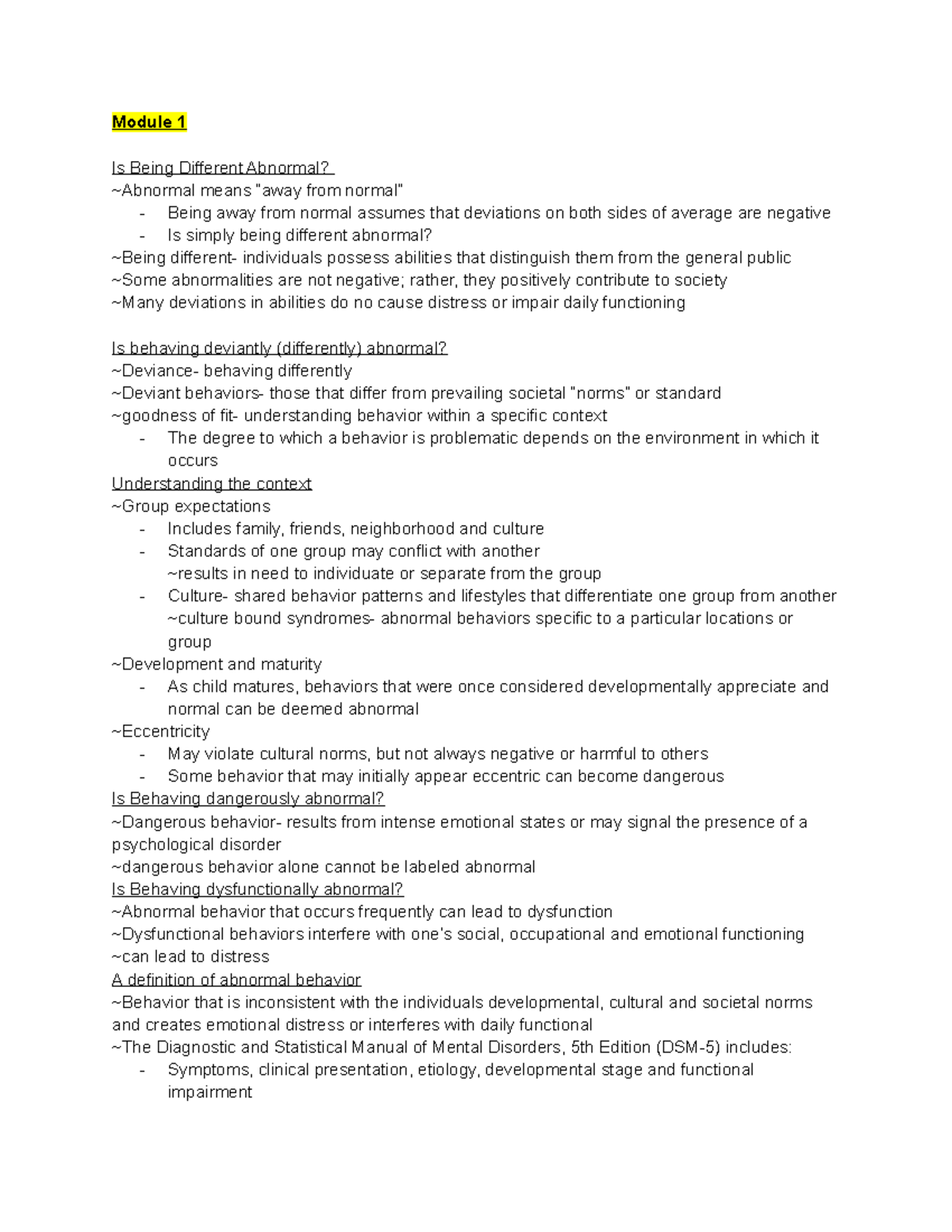 Abnormal Psychology pt 1 - Module 1 Is Being Different Abnormal ...