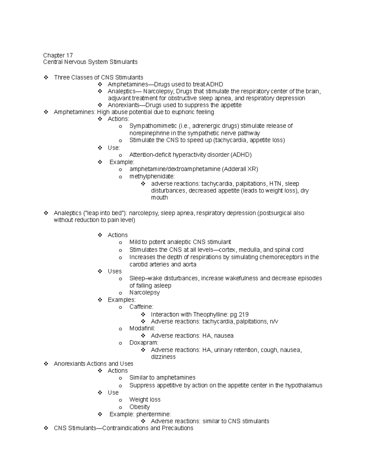 Chapter 17-CNS Stimulants outline(1)(2) - Deprecated API usage: The SVG ...