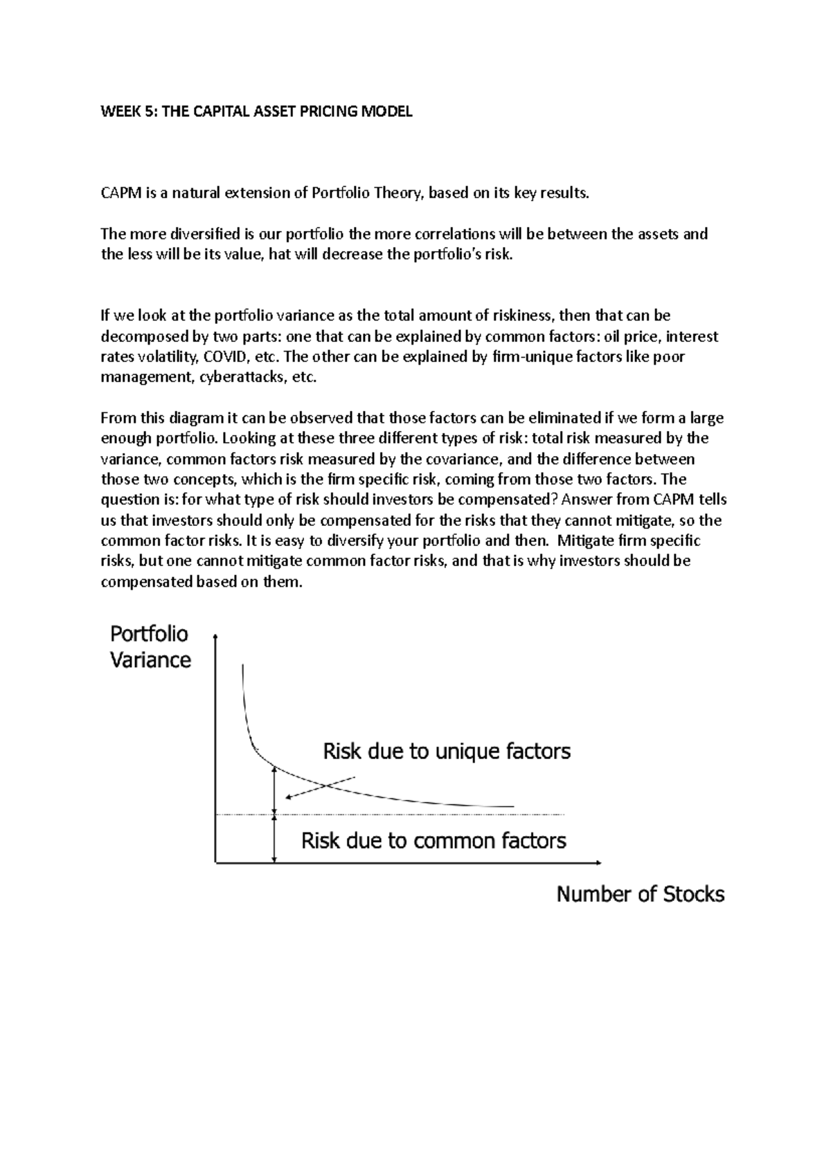 WEEK 5 - CAPM - Capital Asset Pricing Model - WEEK 5: THE CAPITAL ASSET ...