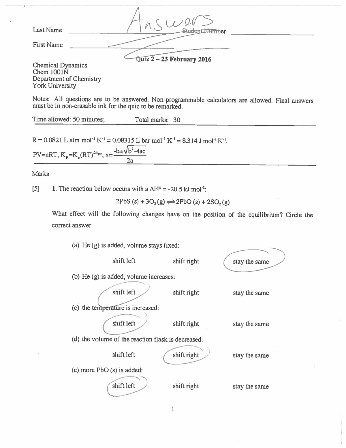 Quiz 2 2016, questions and answers - Last Name First Name uiz 2 23 ...