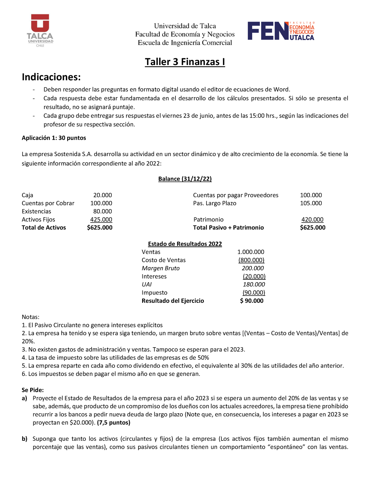 Taller 3 Finanzas I Ac6f0a5ac5634460262 Bbce8b789c6c9 - Universidad De ...