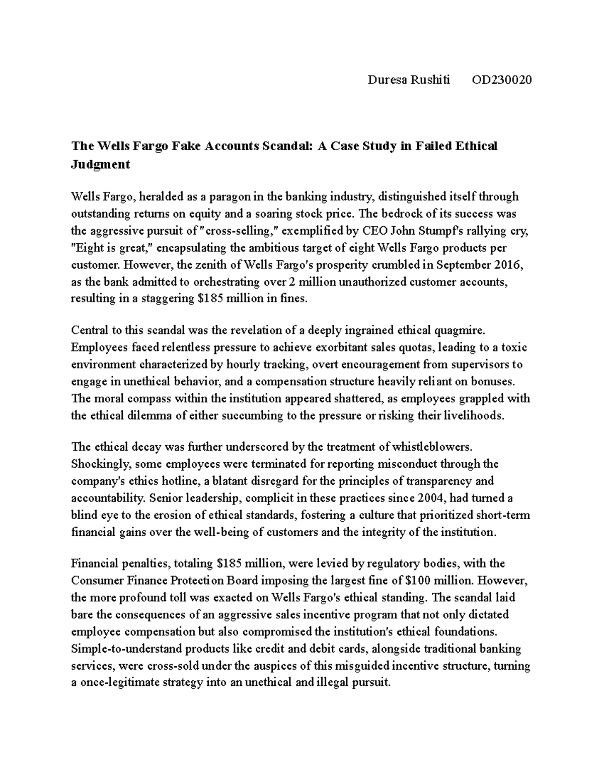 The Wells Fargo Fake Accounts Scandal - The bedrock of its success was ...