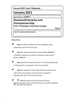 Business Assessment 2 - UNIT 1: Exploring Business Exemplar 1 Task CD ...