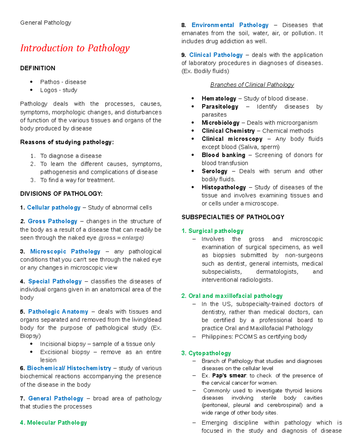 pathology thesis topic list