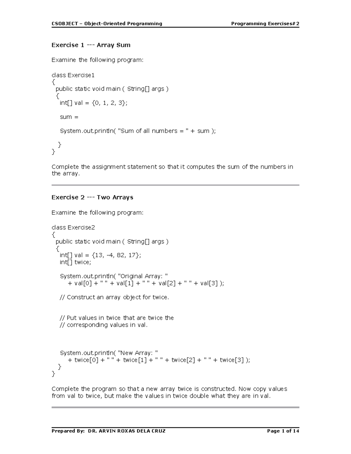 ITObject Exercise 2 - This is the second activity for the subject ...