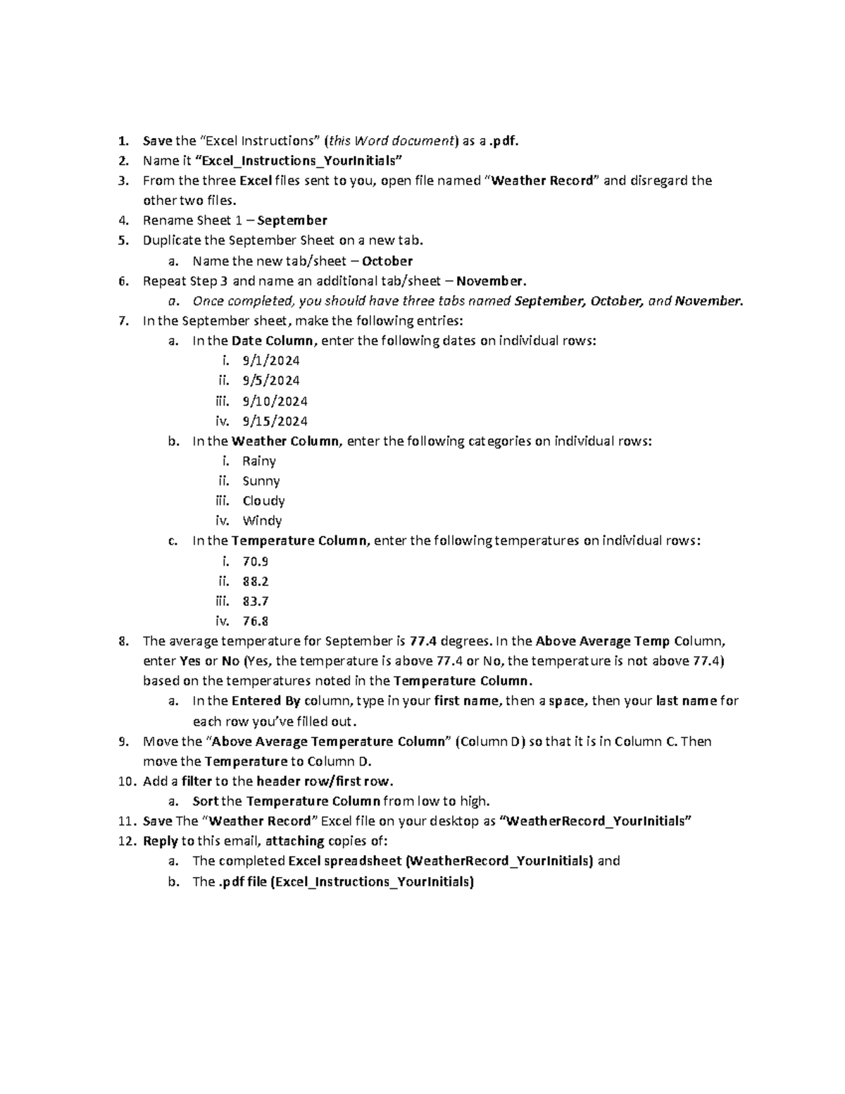 Excel Instructions SJ - exel - Save the “Excel Instructions” (this Word ...