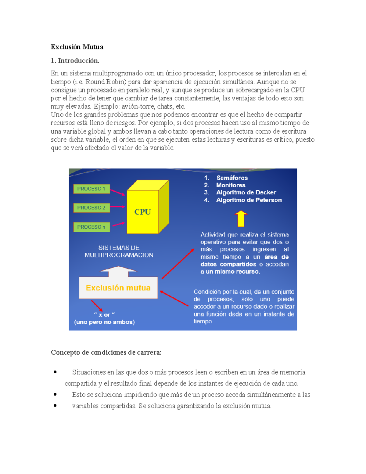 Exclusion mutua so sistemas operativos Exclusión Mutua Introducción. En un sistema Studocu Exclusion mutua so sistemas operativos Exclusión Mutua Introducción. En un sistema Studocu
