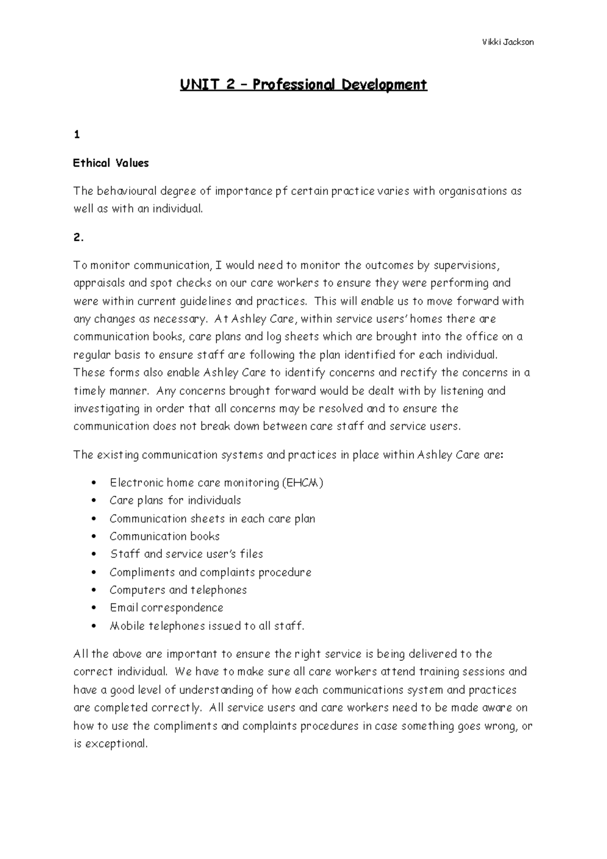 Unit 2 Professional Development UNIT 2 Professional Development 1
