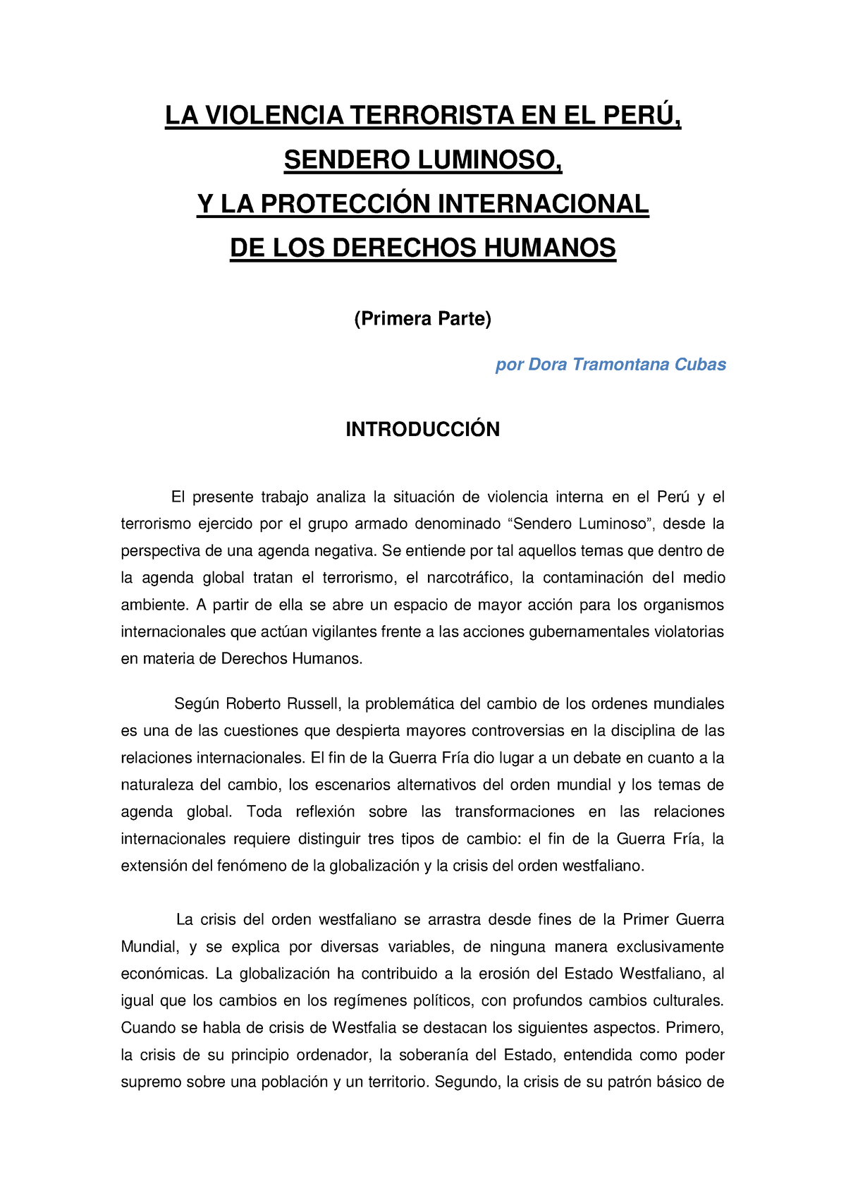 La Violencia Terrorista En El Perú I - LA VIOLENCIA TERRORISTA EN EL ...