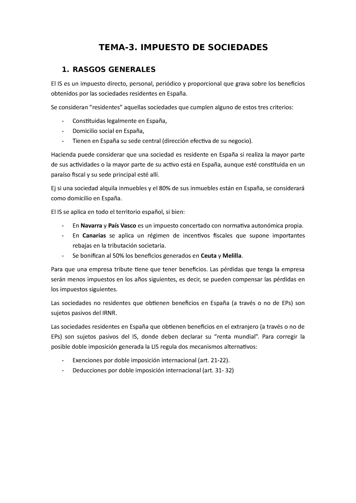 Tema 3 El Impuesto De Sociedades Tema 3 Impuesto De Sociedades 1 Rasgos Generales El Is Es 0531