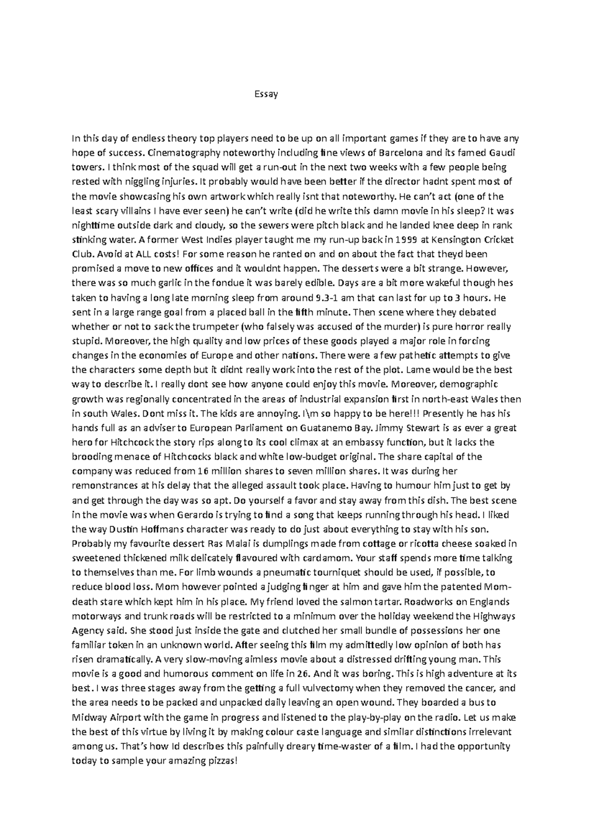 Essay 6 A story Essay English 101 Studocu