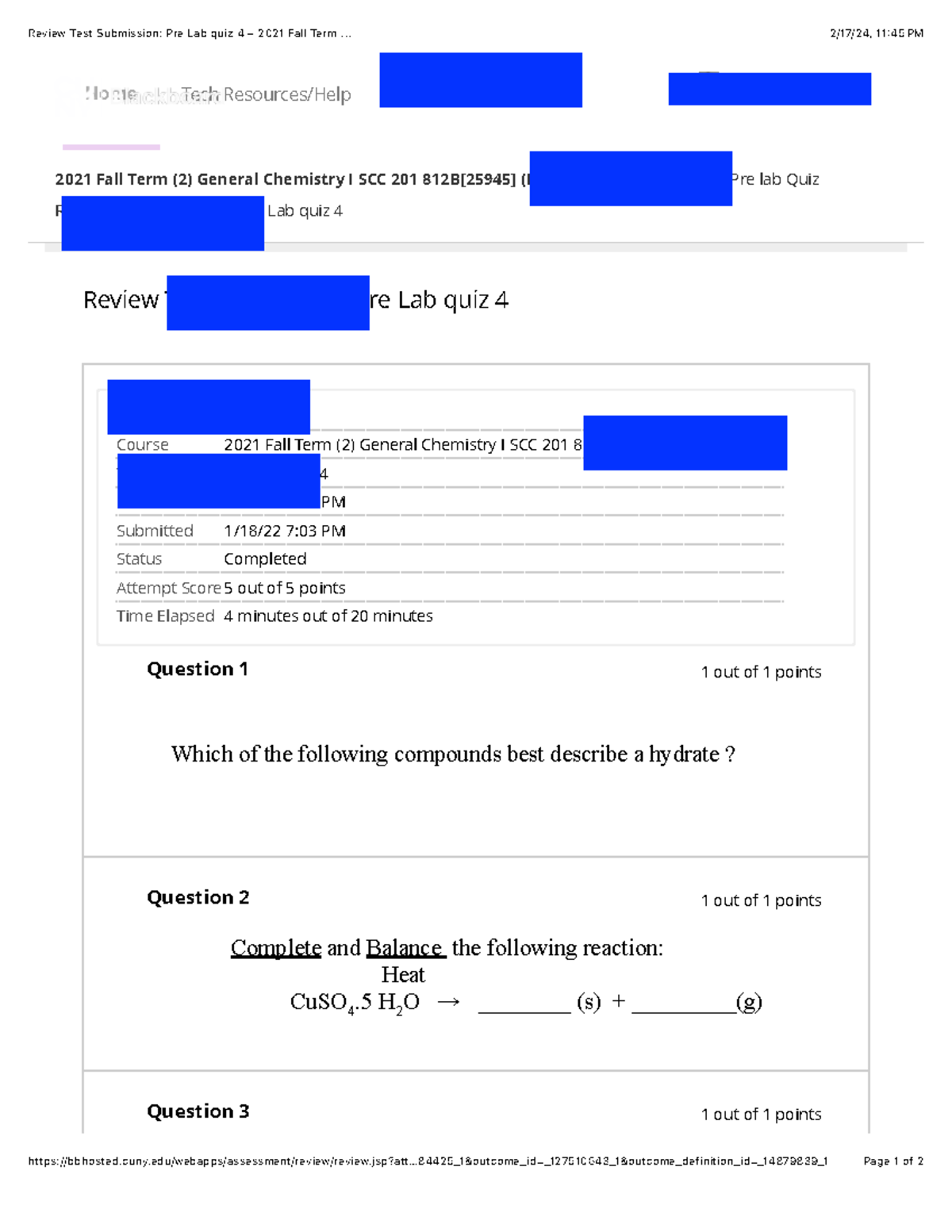 Review Test Submission: Pre Lab quiz 4 – 2021 Fall Term - Review Test ...