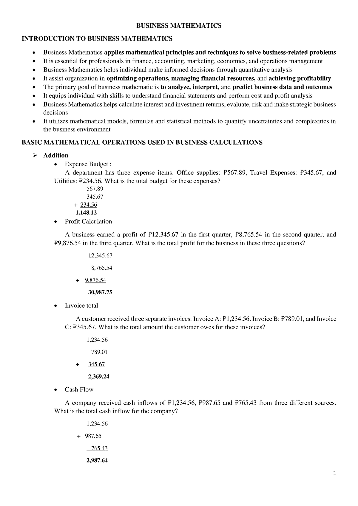 Business Mathematics - Bussiness Math - BUSINESS MATHEMATICS ...