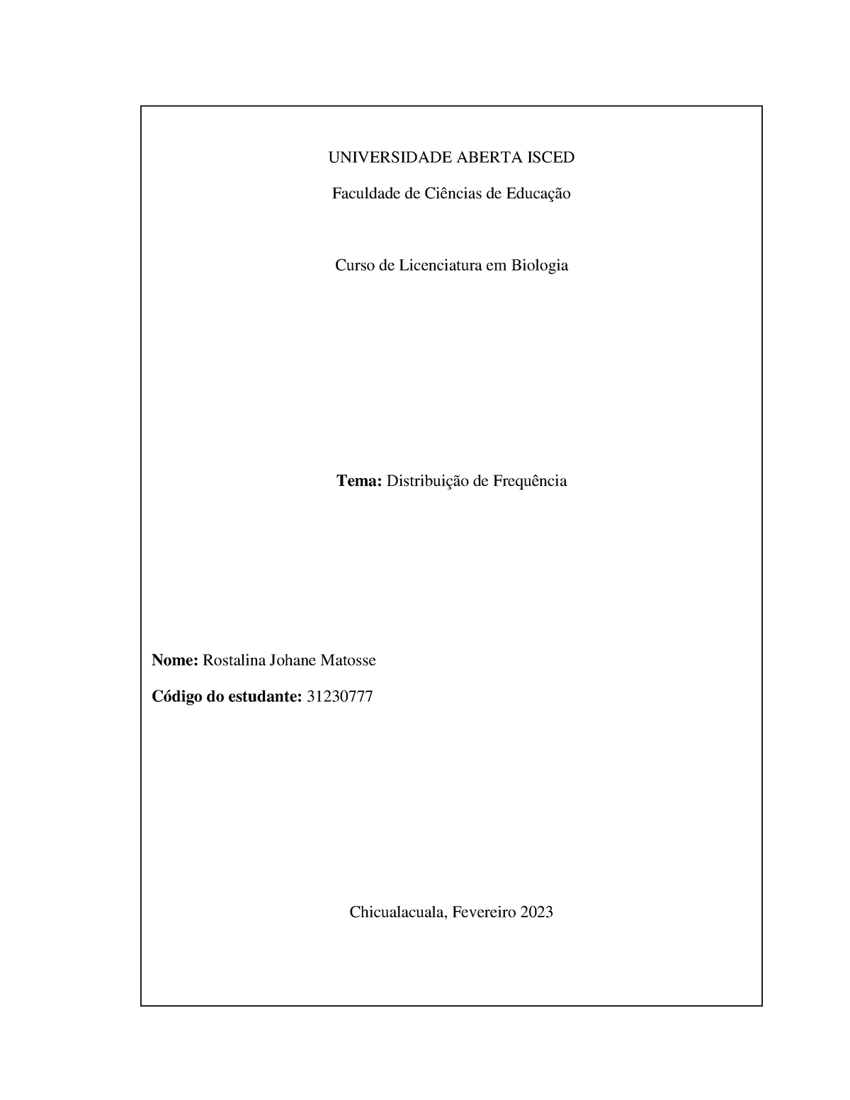 2 Rostalina Estatistica Universidade Aberta Isced Faculdade De Ciências De Educação Curso De 0364