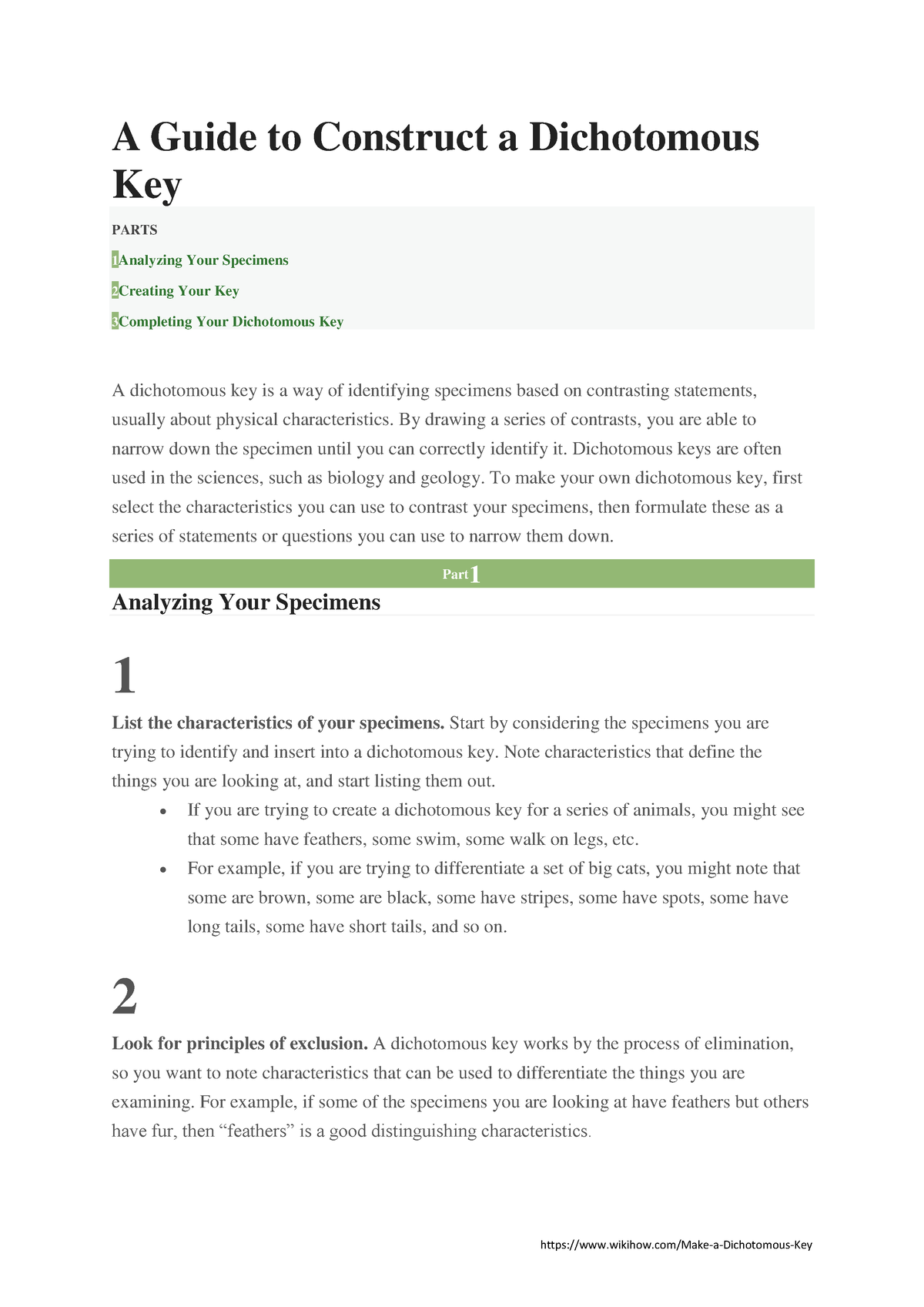 A Guide To Construct A Dichotomous Key - A Guide To Construct A ...