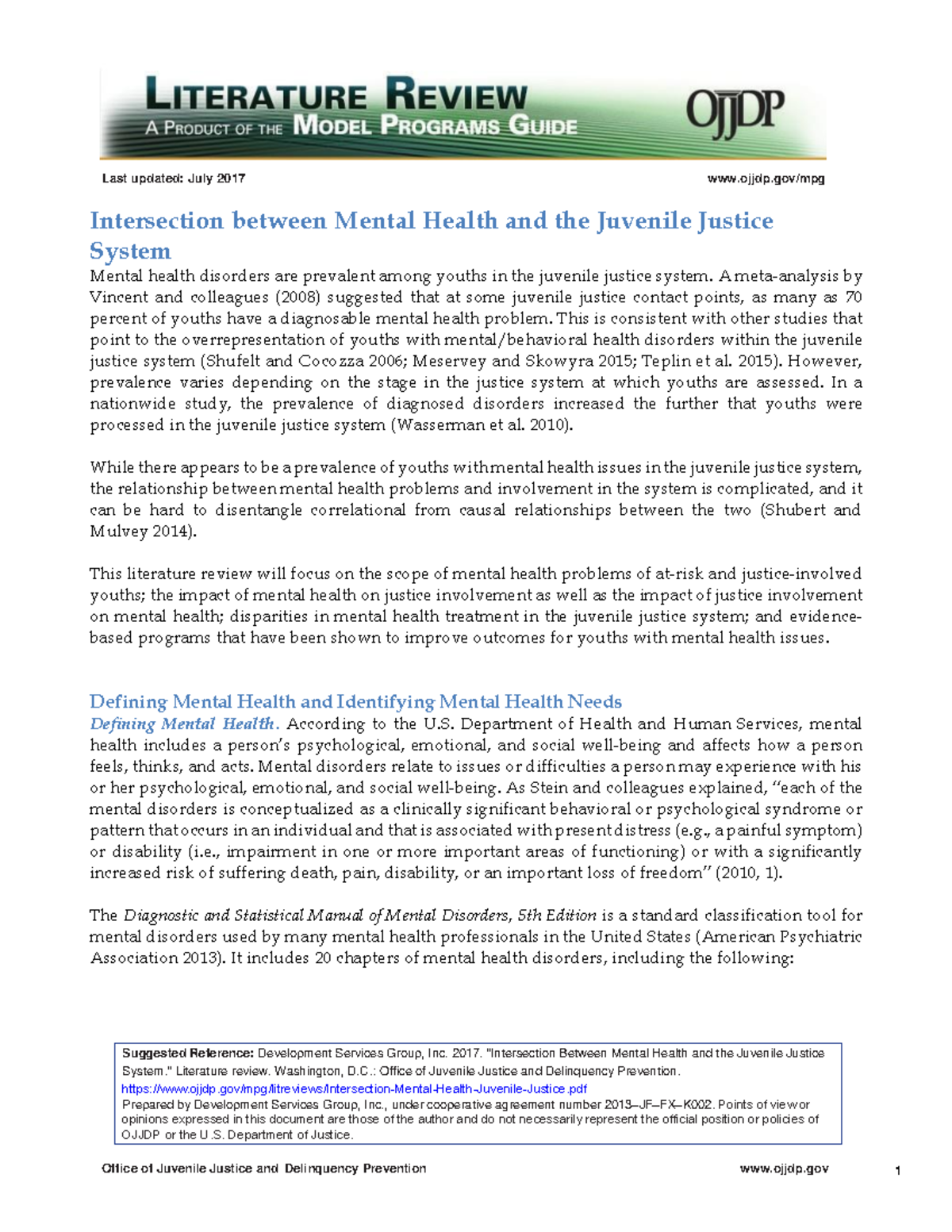 Intsection Between Mental Health And The Juvenile Justice System - Last ...