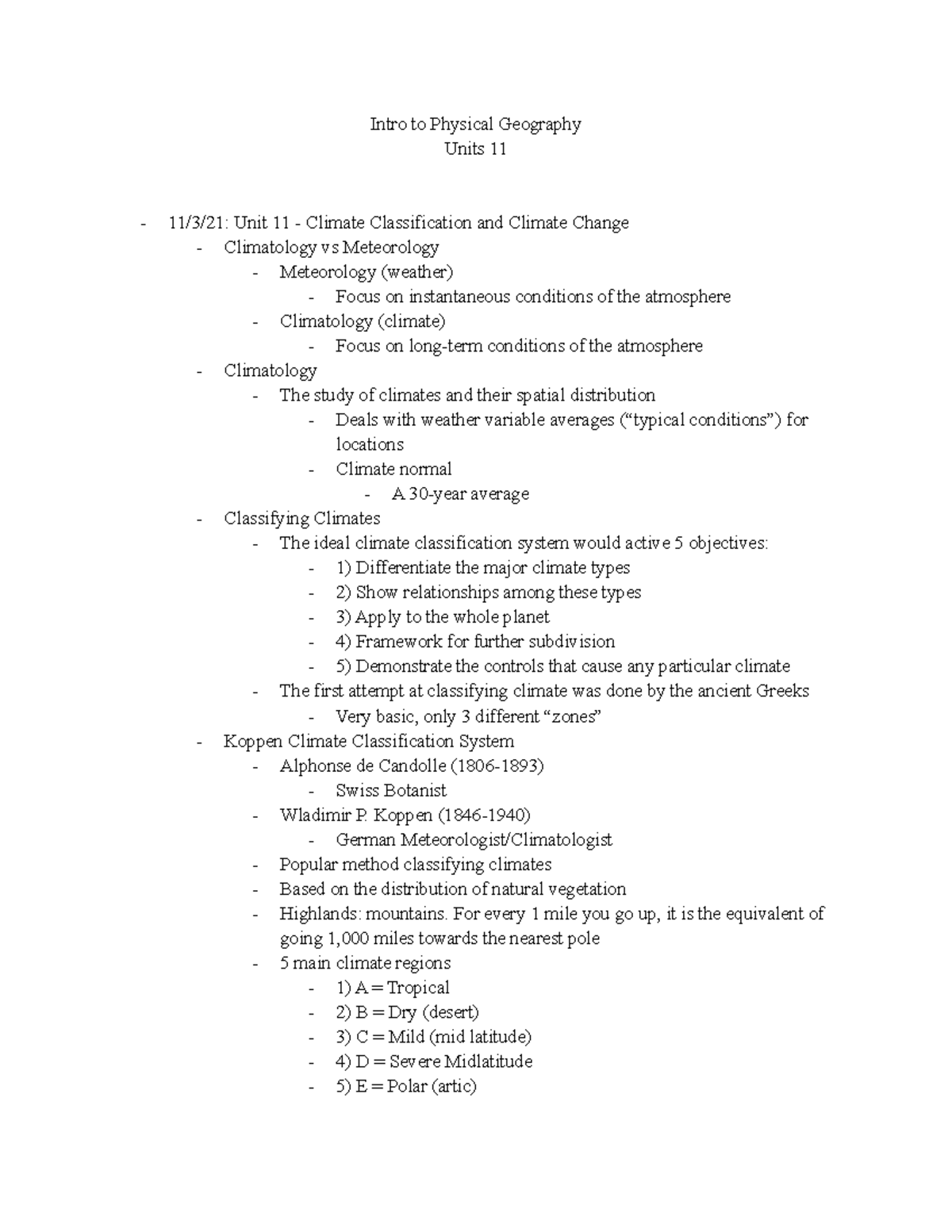 GEOG 1111 - Unit 11 - Notes For Elcik - Intro To Physical Geography ...