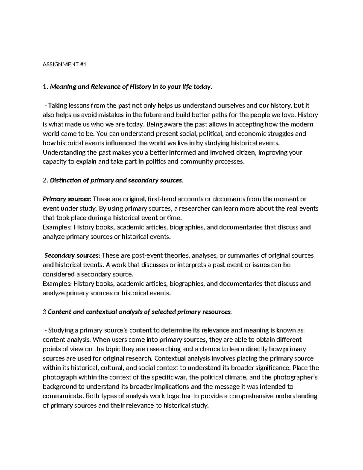 Reading History - ASSIGNMENT # Meaning and Relevance of History in to ...