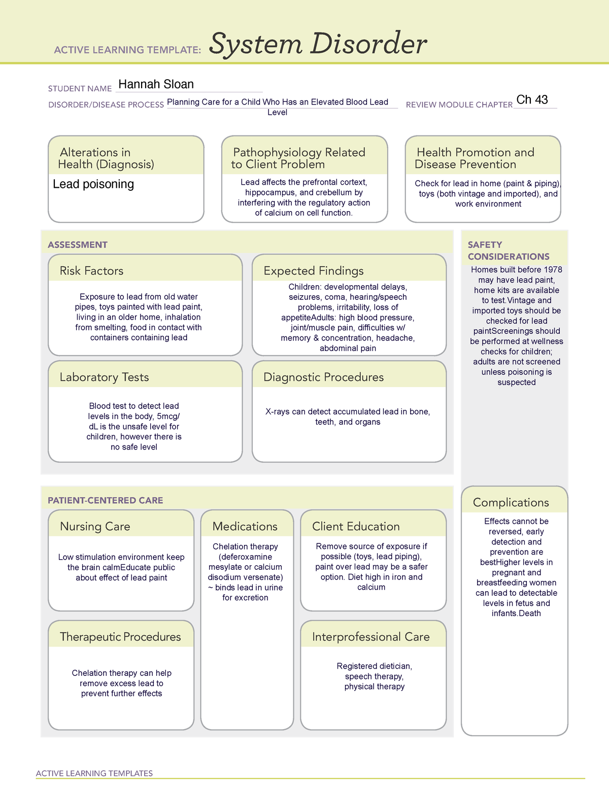 Planning Care for a Child Who Has an Elevated Blood Lead Level - ACTIVE ...