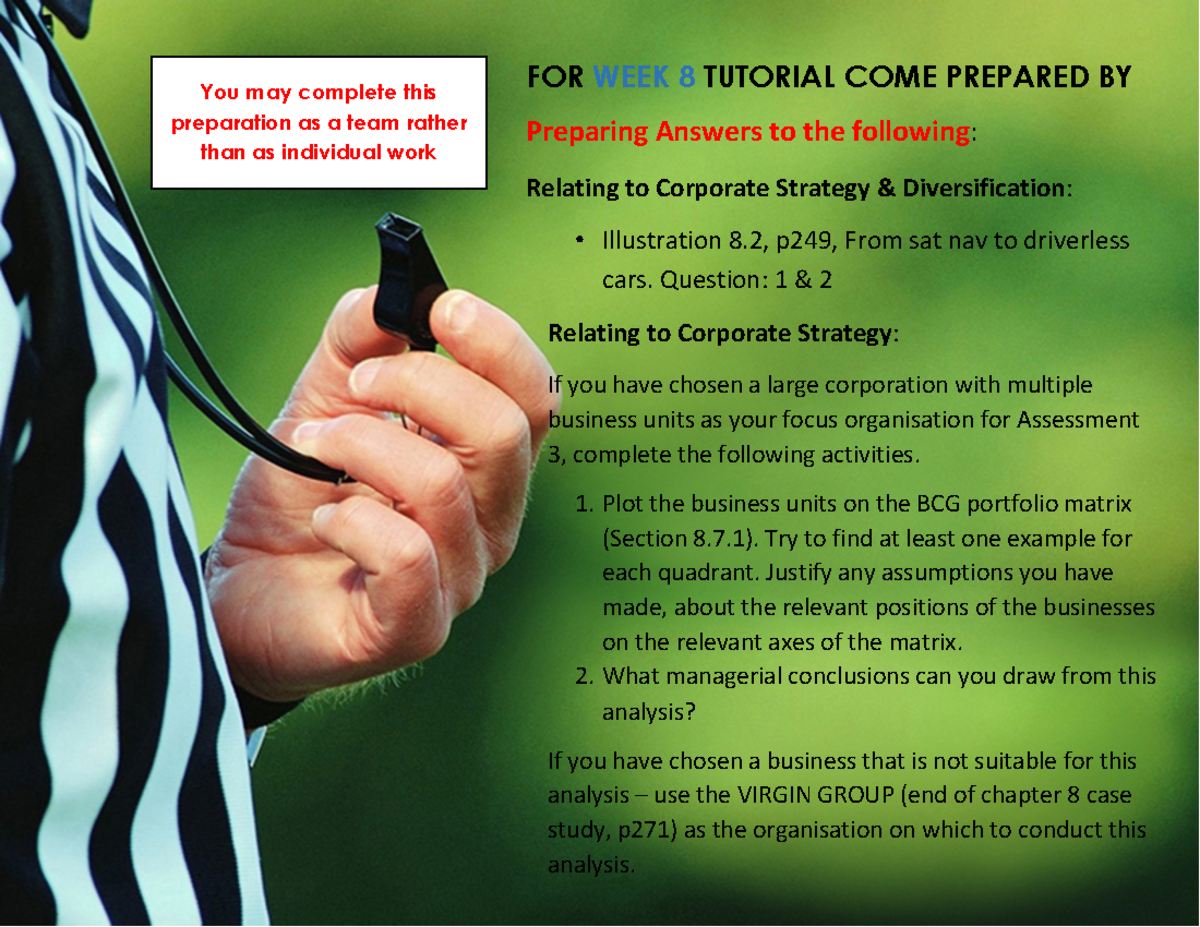 Tutorial PREP for YOUR WEEK 8 Tutorial - FOR WEEK 8 TUTORIAL COME ...