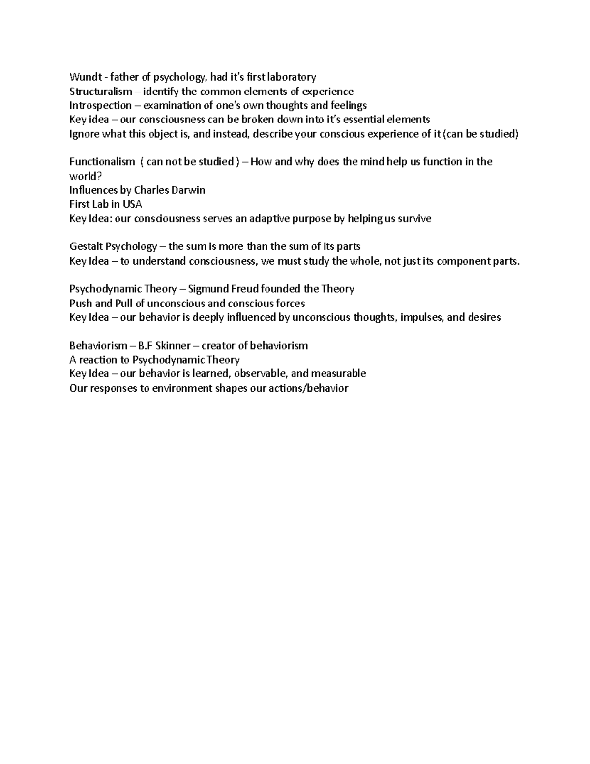 Psy Exam 1 Study Notes Wundt Father Of Psychology Had It S First Laboratory Structuralism Studocu Psy Exam 1 Study Notes Wundt Father Of Psychology Had It S First Laboratory Structuralism Studocu