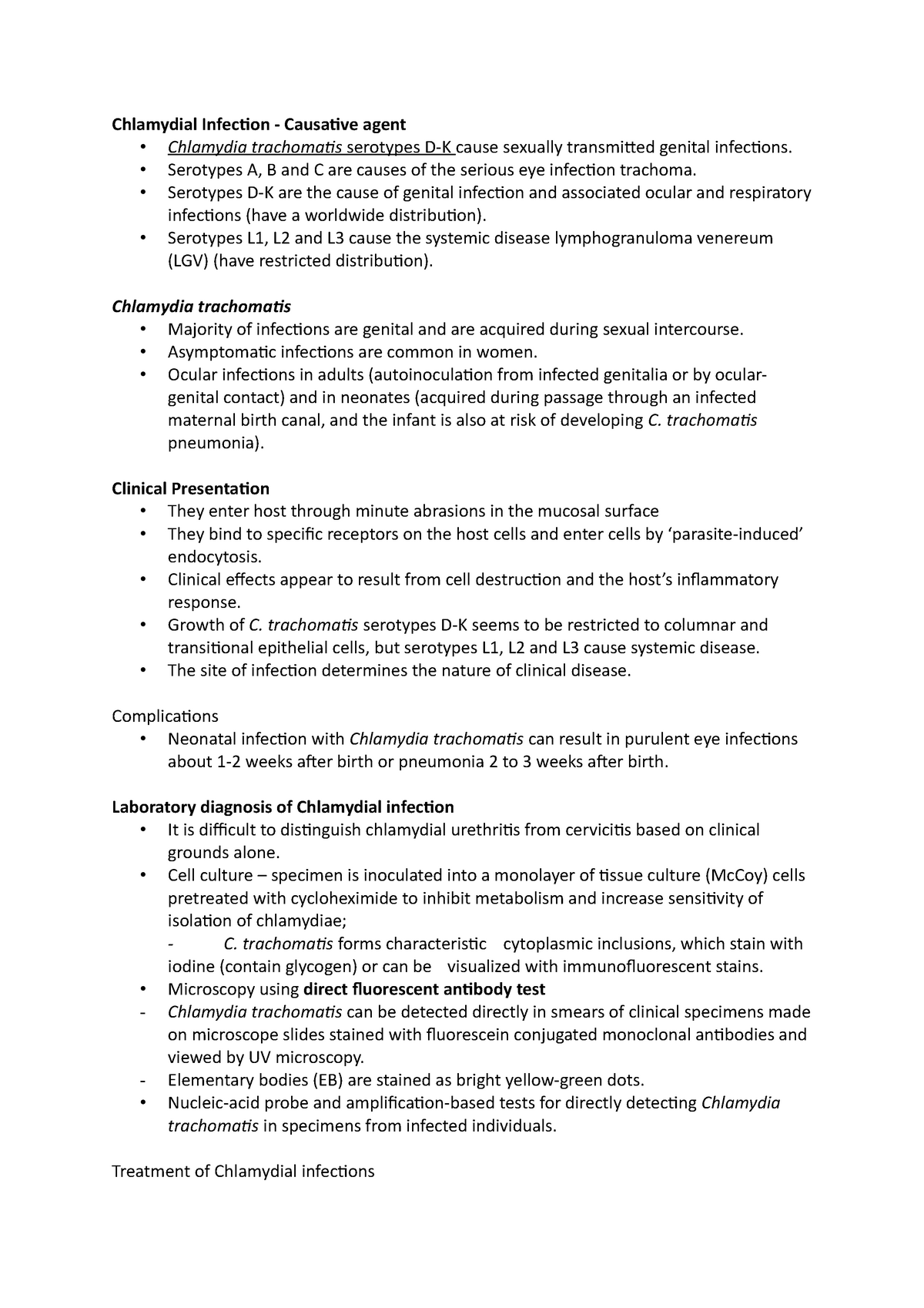 Chlamydial Infection - Serotypes A, B and C are causes of the serious ...