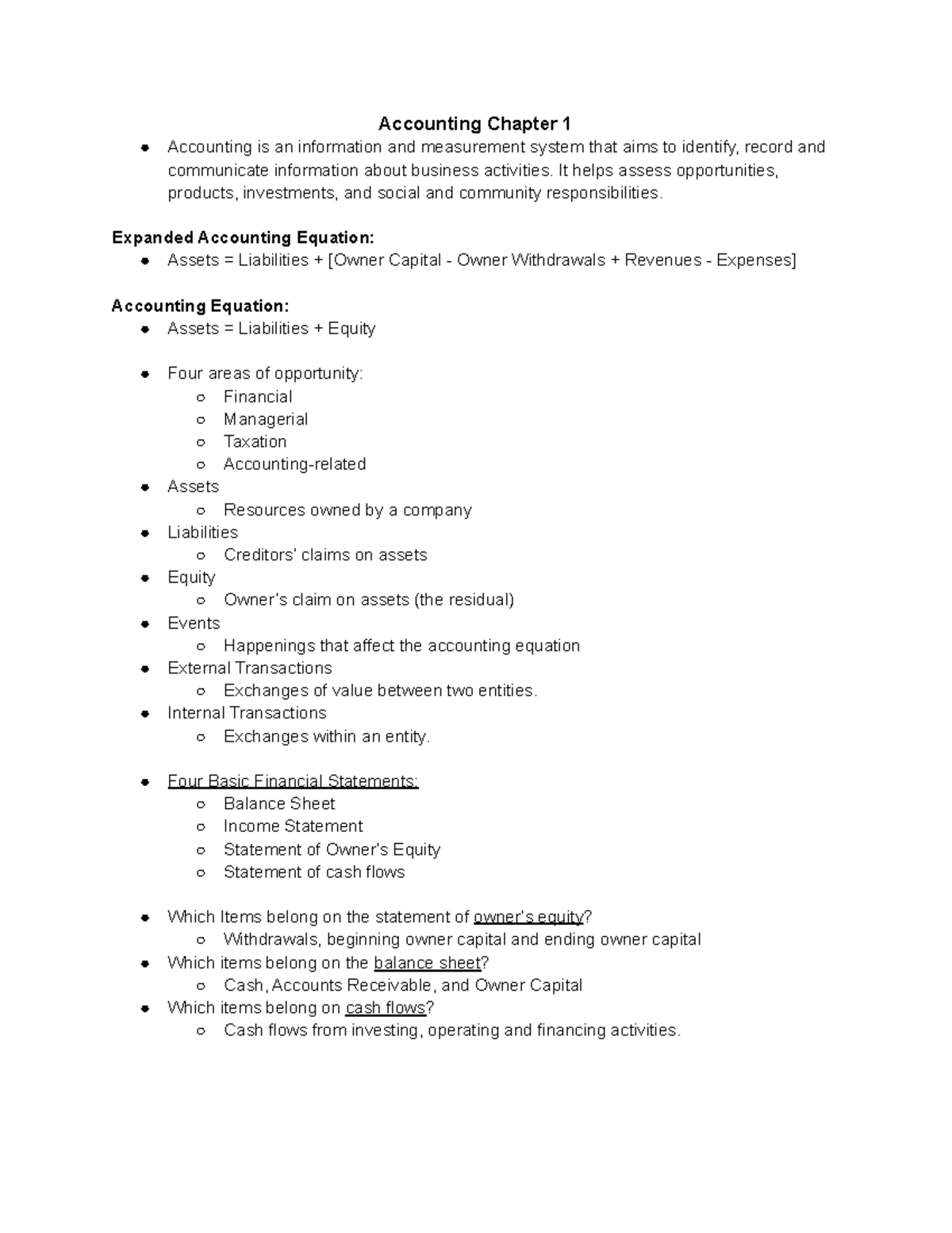 Accounting Chapter 1 N/A Accounting Chapter 1 Accounting is an
