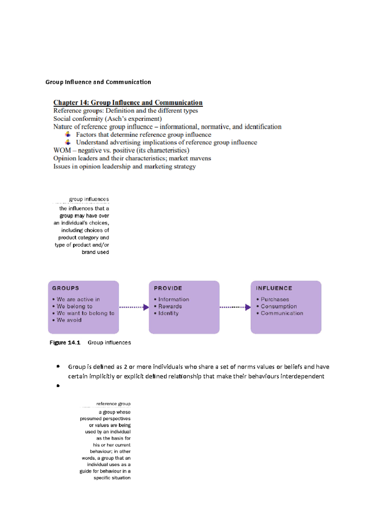 Chapter-14 - Summary Of Chapter 14 - Group Influence And Communication ...