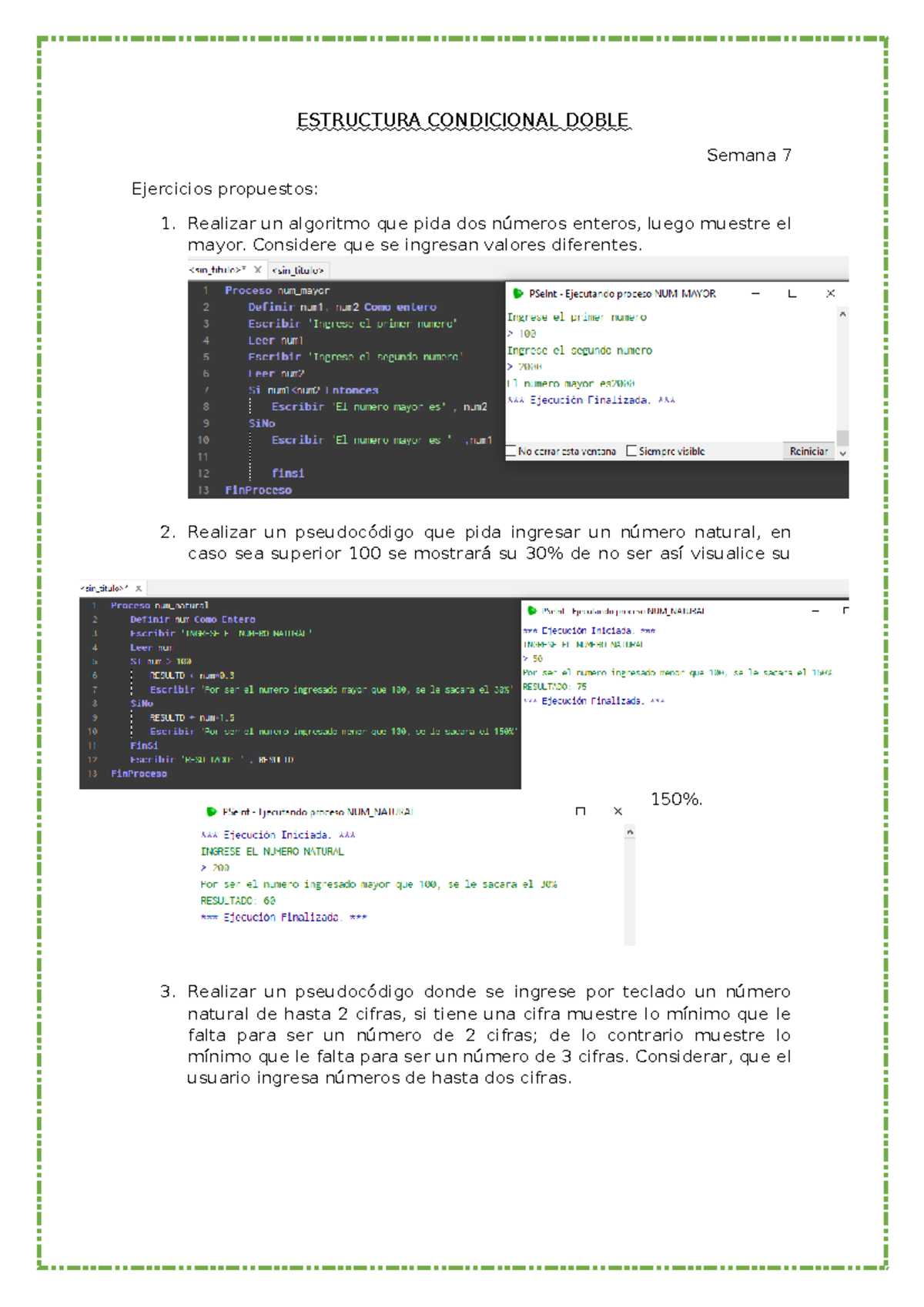 Estructura Condicional Doble S7 - ESTRUCTURA CONDICIONAL DOBLE Semana 7 ...