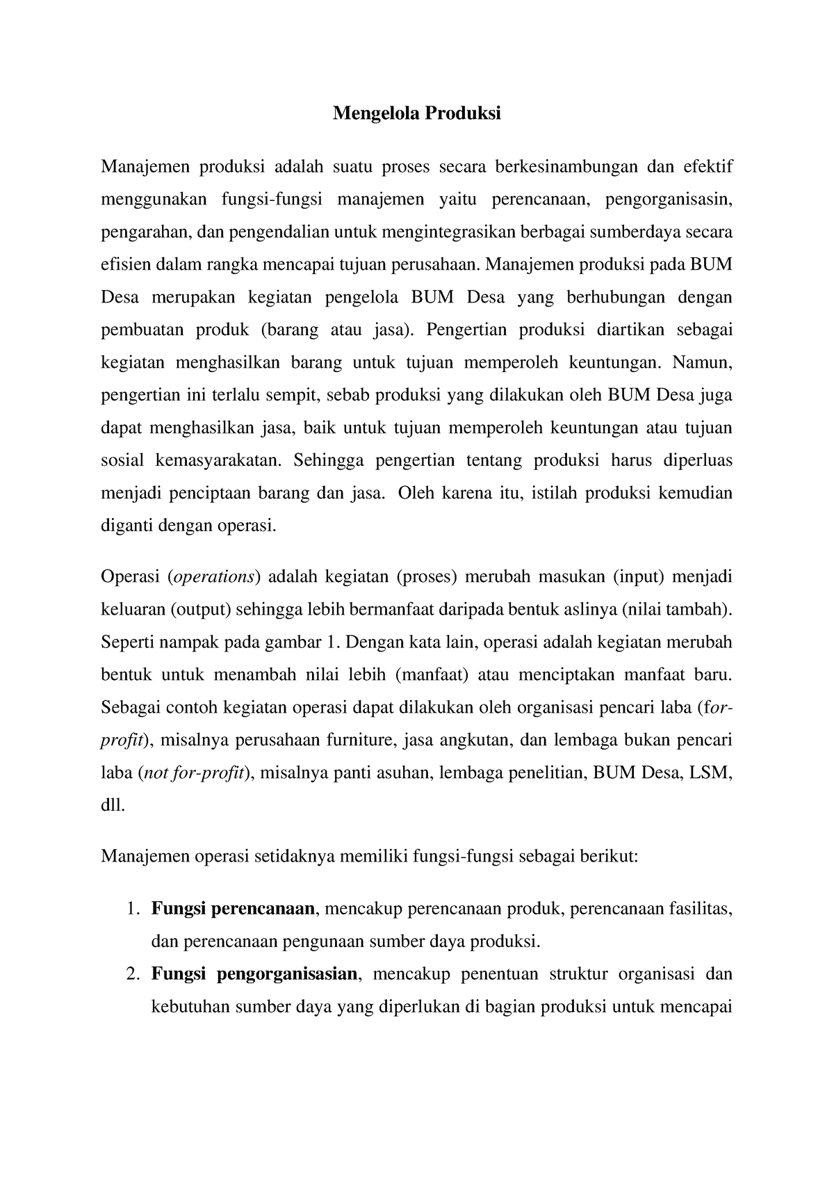 Mengelola Produksi - Mengelola Produksi Manajemen Produksi Adalah Suatu ...