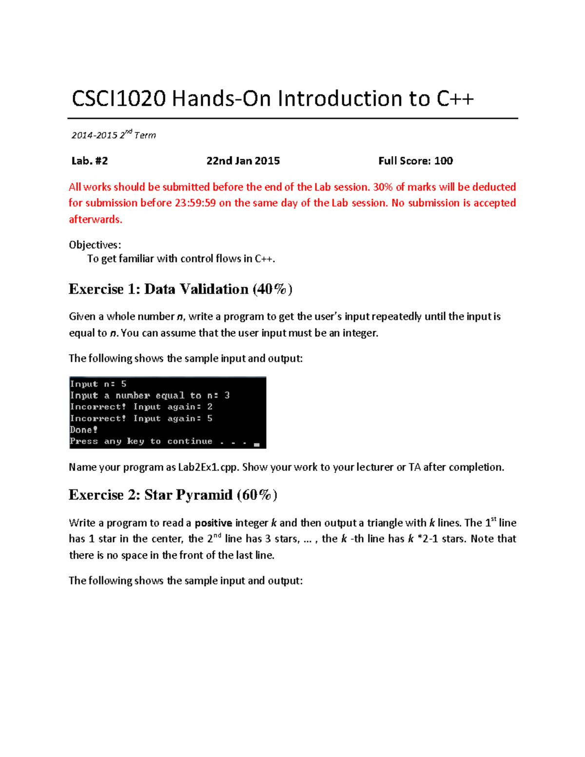 CSCI1020 Lab2 Specification 2015 - CSCI1020 Hands‐On Introduction to ...