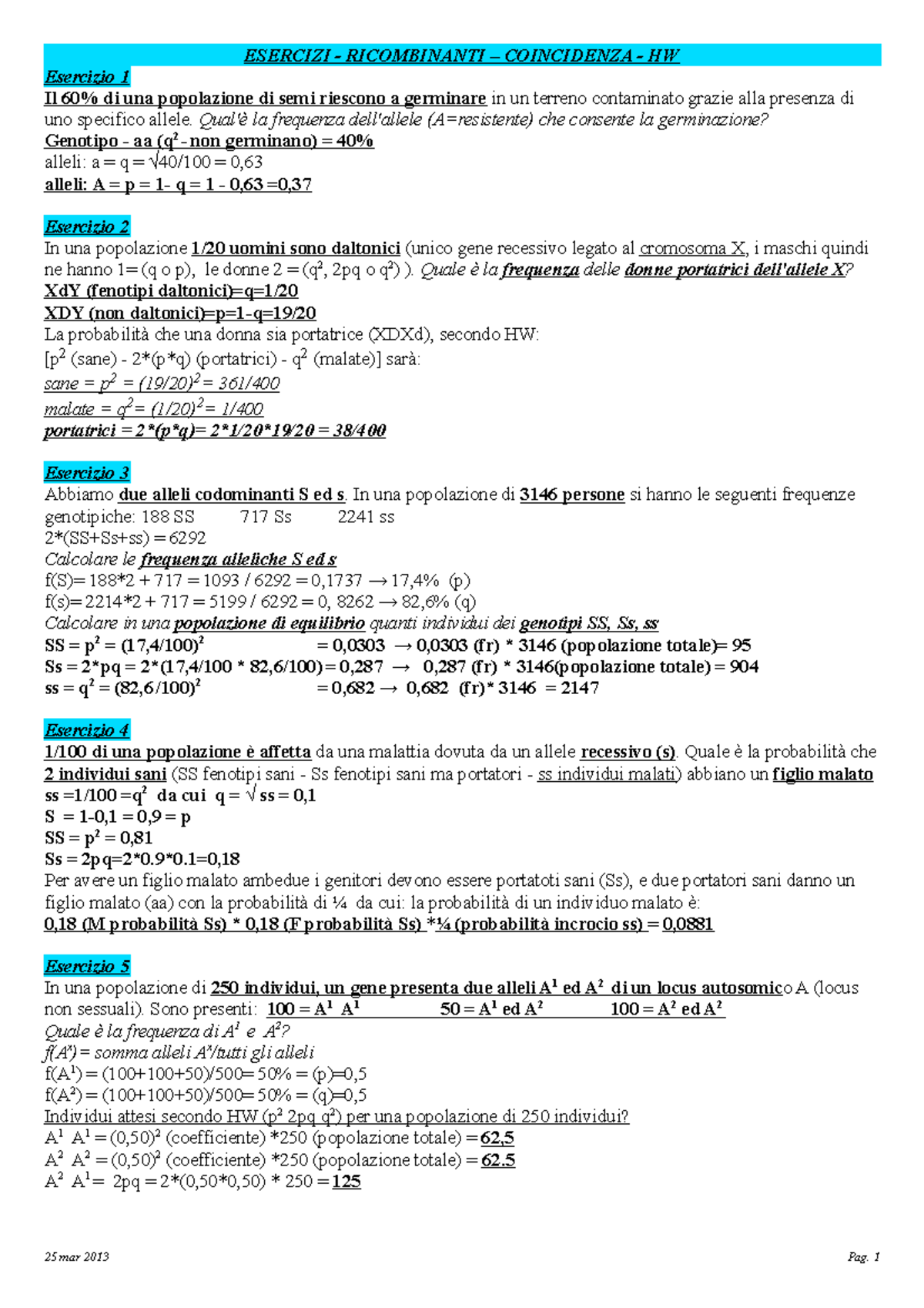 Esercizi Genetica Con Soluzioni Terza Media