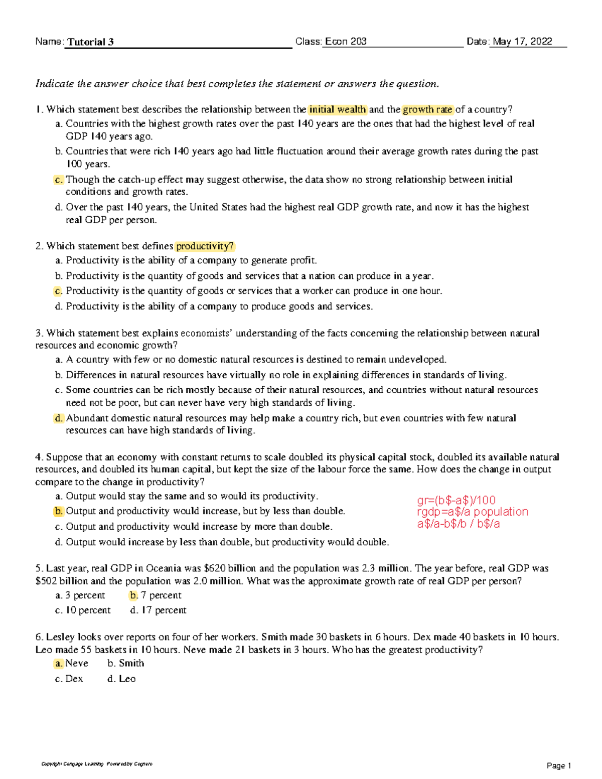 Tutorial 3 KEY - Name: Tutorial 3 Class: Econ 203 Date: May 17, 2022 ...