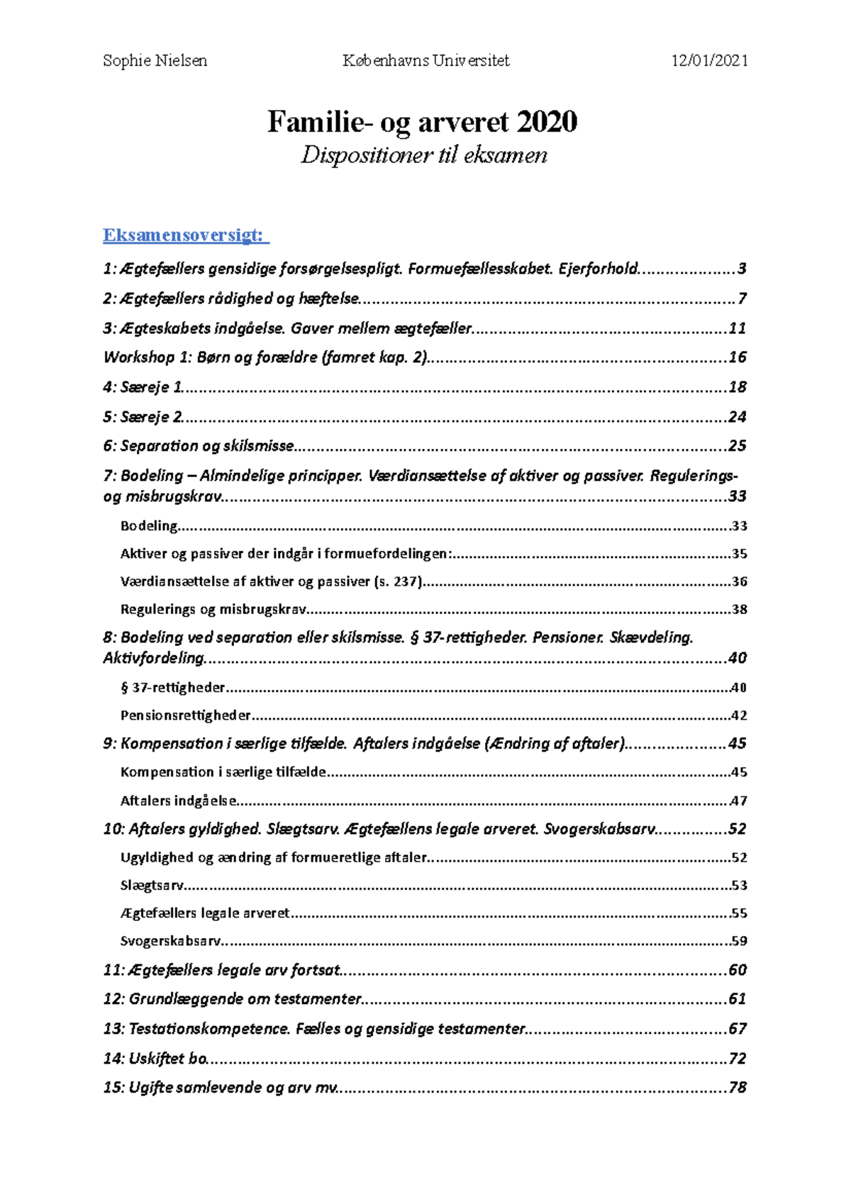 Udførlige Dispositioner Til Hvert Seminar - Dispositioner Til Eksamen - **Familie- Og Arveret ...