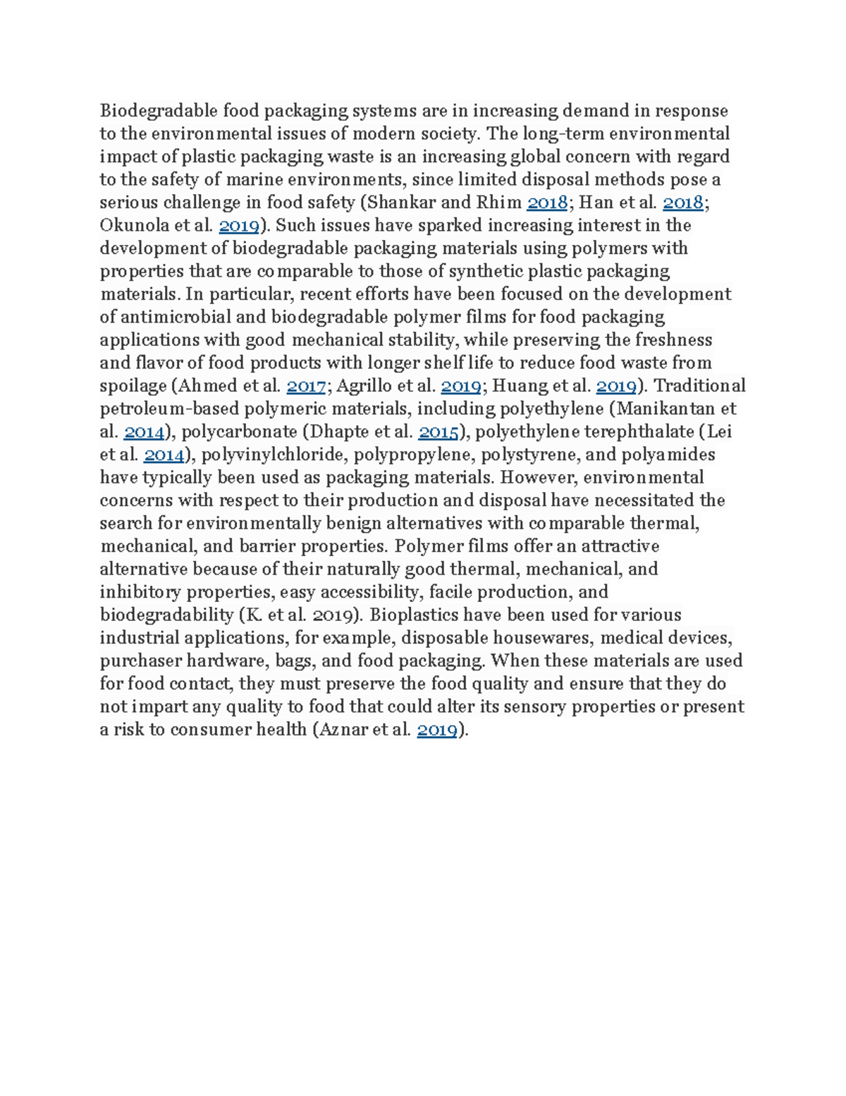 Pva polyvinyl alcohol Biodegradable food packaging systems are in